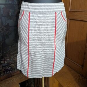 Beth Bowley Gray and Red Striped Pencil Skirt